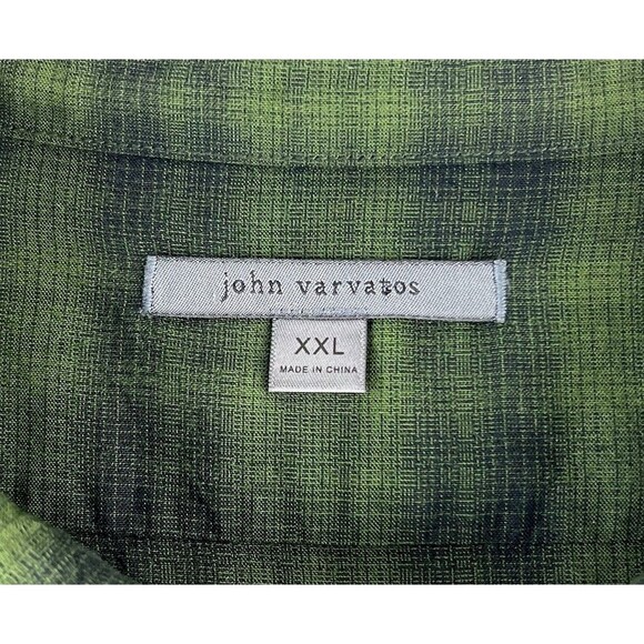 John Varvatos Mens Button Up Black Watch Tartan Shirt Green Navy Modal Sz 2XL - Picture 6 of 7